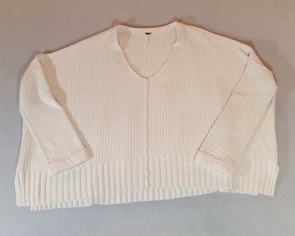 Free People Oversized V-Neck Knit Sweater XS